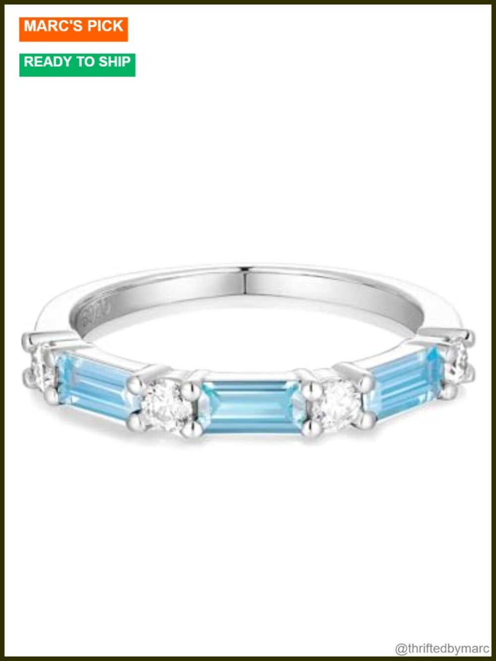Emerald Cut CZ Half Eternity Band Sterling Silver